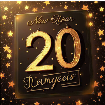 poster, shiny gold text, festive illustration, greeting 