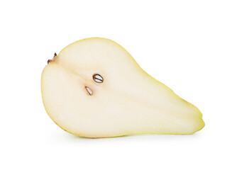 Half of ripe pear isolated on white
