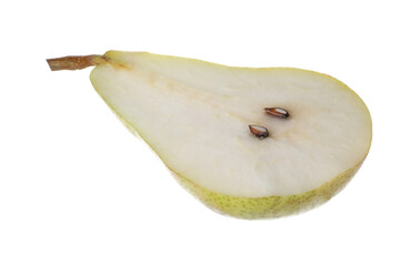 Half of ripe pear isolated on white