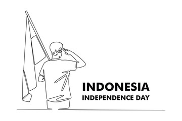 Indonesia Independence day concept. Single line draw design. Vector graphic illustration