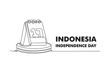 Indonesia Independence day concept. Single line draw design. Vector graphic illustration