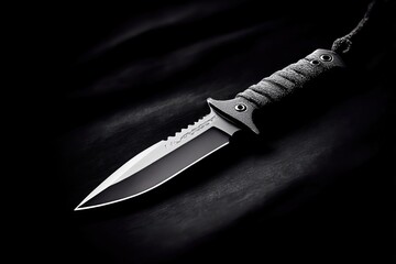 Tactical knife on a black background