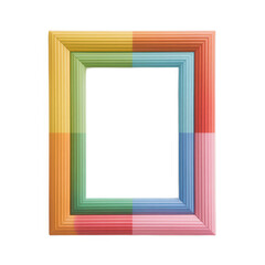 Colorful rectangular picture frame with rainbow hues and textured surface for displaying memories photos artwork isolated on transparent background