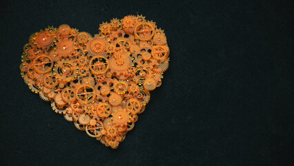 Amber Cogwheel Heart Background