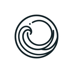 Abstract representation of a wave and sun, symbolizing nature's harmony and tranquility