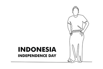 Indonesia Independence day concept. Single line draw design. Vector graphic illustration