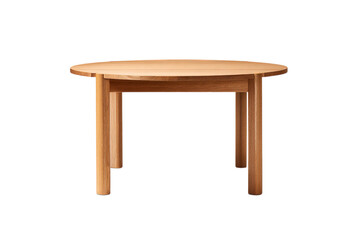 Fototapeta premium a small, round wooden table with four legs, a simple design, and an isolated on a transparent background in PNG format.
