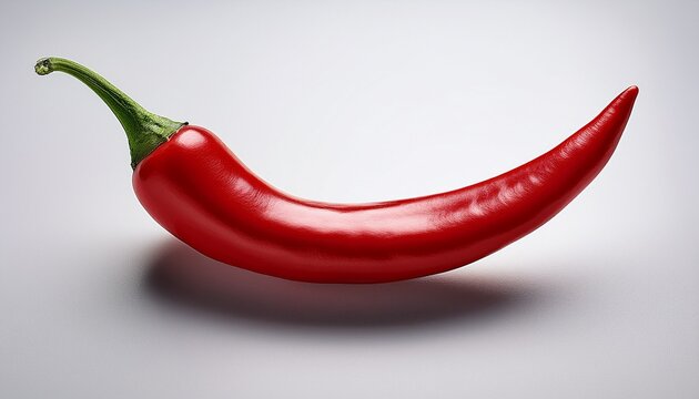 lone red chili pepper displayed against white