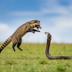 Fototapeta premium The Battle of the Weasel and the Snake