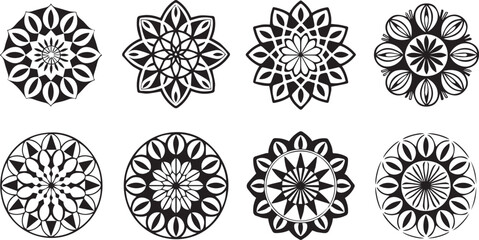 Obraz premium Mandala shapes silhouette vector on white background