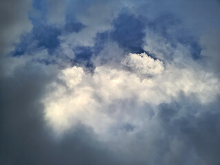 mixture of natural clouds and holes from below