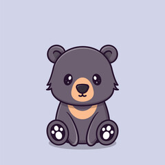 Cute Baby Sun Bear Cartoon Mascot Character Adorable and Cuddly Animal with a Distinctive Chest Mark Sitting Down and Smiling