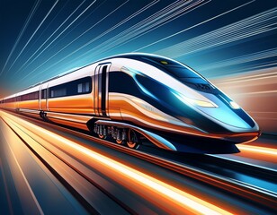 Fototapeta premium stylized high speed bullet train with speed lines and sleek design