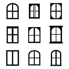 Collection of Various Window Designs with Arched and Rectangular Frames