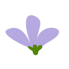 Purple three petal flower  flat vector illustration 