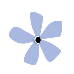 Flat blue flower with five petals vector illustration isolated on white background