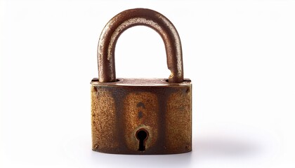 old padlock isolated on a white background