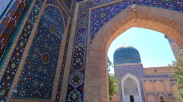 Samarkand, Uzbekistan, the entrance portal of the Amir Temur (Tamerlane) Mausoleum, Unesco World Heritage Site
