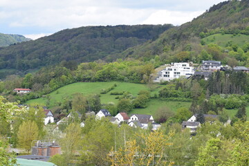 villas with a view above Echternach, Luxembourg seen from the opposite hill