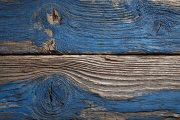 Weathered wooden planks painted blue