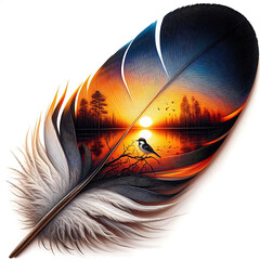 "Miniature Sunrise World Within a Feather"
