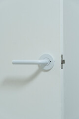 White Door Hardware: Clean and modern handle with a sleek lock, set against a minimalist white door.