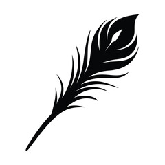 Obraz premium Elegant black feather silhouette on white background