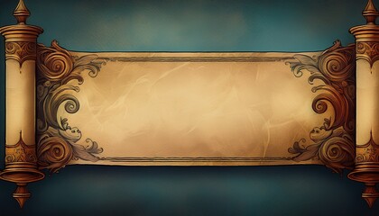vintage scroll banner with decorative edges and texture background