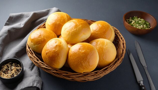 Homemade Bread Rolls in a Basket