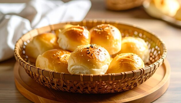 Homemade Bread Rolls in a Basket