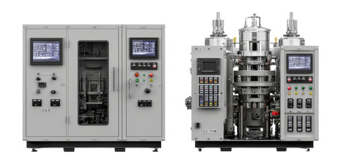 Advanced Industrial Machine with Digital Controls on Transparent Background