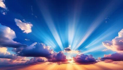 vibrant clouds in blue sky with sun rays shining through them beautiful amazing colorful clouds sky sun rays