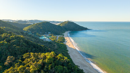 Aerial view of Praia do Buraco between Balneário Camboriú and Itajaí on the Brazilian coast.