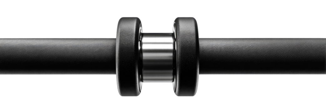 Close-up of a black metal shaft with two bearings