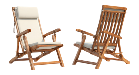 Wooden Adjustable Chair Isolated on Transparent Background for Design