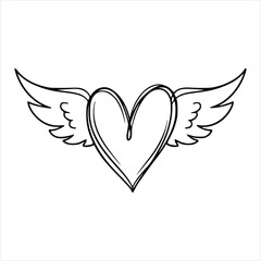 Obraz premium Minimalist heart with wings isolated on white background, perfect for valentines day designs and romantic projects with a simple touch