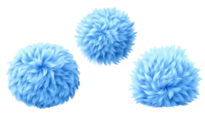 Three fluffy blue spheres