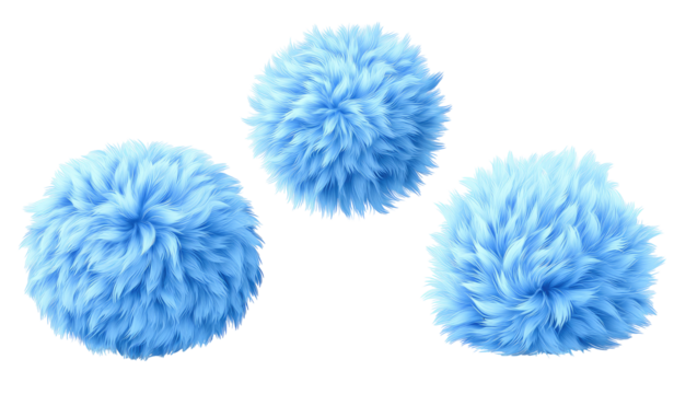 Three fluffy blue spheres