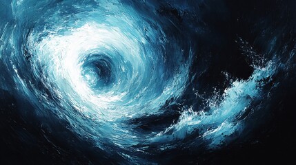 abstract ocean wave swirl with deep blue and white tones for nature and water theme design