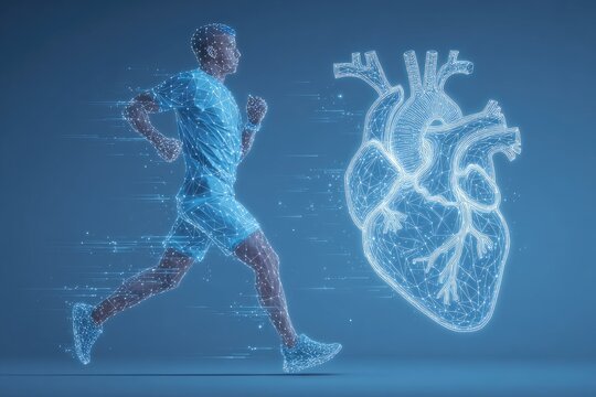 Running man, digital heart