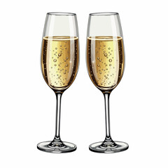 champagne, glass, wine, alcohol, drink, celebration, beverage, isolated, liquid, flute, party, white, wineglass, gold, bubbles, celebrate, crystal, toast, anniversary, bubble, bubbly, fizz, wedding, o