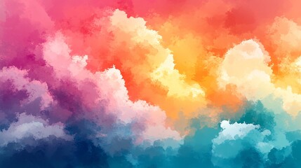 abstract colorful cloudscape painting with vibrant hues and soft texture