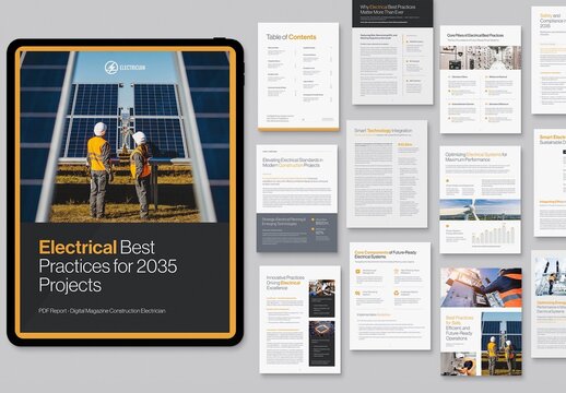 Corporate Report Brochure Template & Digital Magazine Layout for Construction Industry Sectors