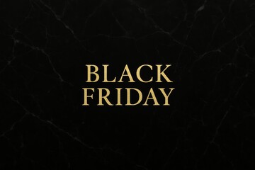 Elegant Black Friday gold typography on marble—luxury banner for retail promos, web headers, ads, and social posts.