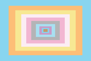 Retro groovy rectangular background. Rectangle geometric pattern vector. 60s and 70s style frame. Abstract rectangle shape blur multicolor  background design. Vector illustration.