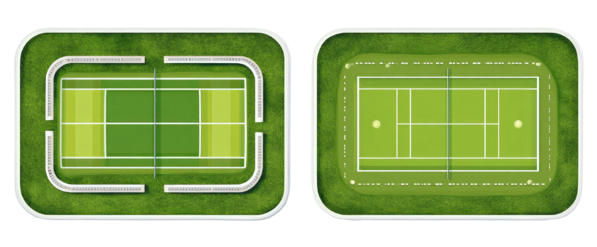 Two aerial views of a court, likely for a sport like paddle tennis or squash