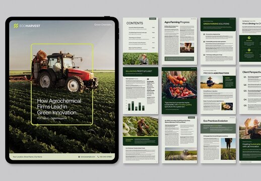 Farming Brochure Template & Digital Magazine for Agriculture, Environmental & Sustainability Sectors