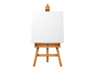 A wooden easel with a blank canvas