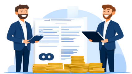 Business meeting with financial reports office digital illustration professional environment