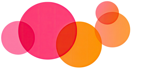Abstract graphic of overlapping circles in shades of pink and orange